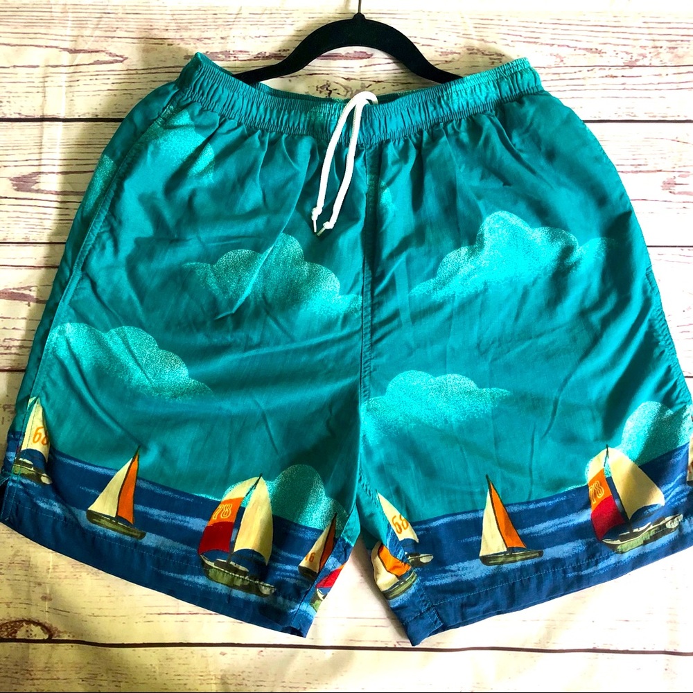 Vintage Men’s Cherokee Sailboat Swim Trunks SZ M